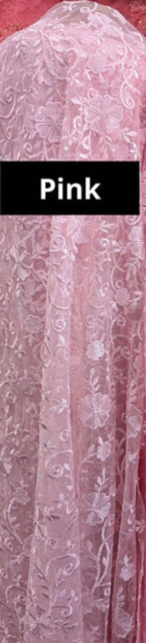 1 Yard Bridal Lace Fabric Elizabeth 100 Percent Polyester Mesh Embroidered with Sequins 49/50 Inches Width